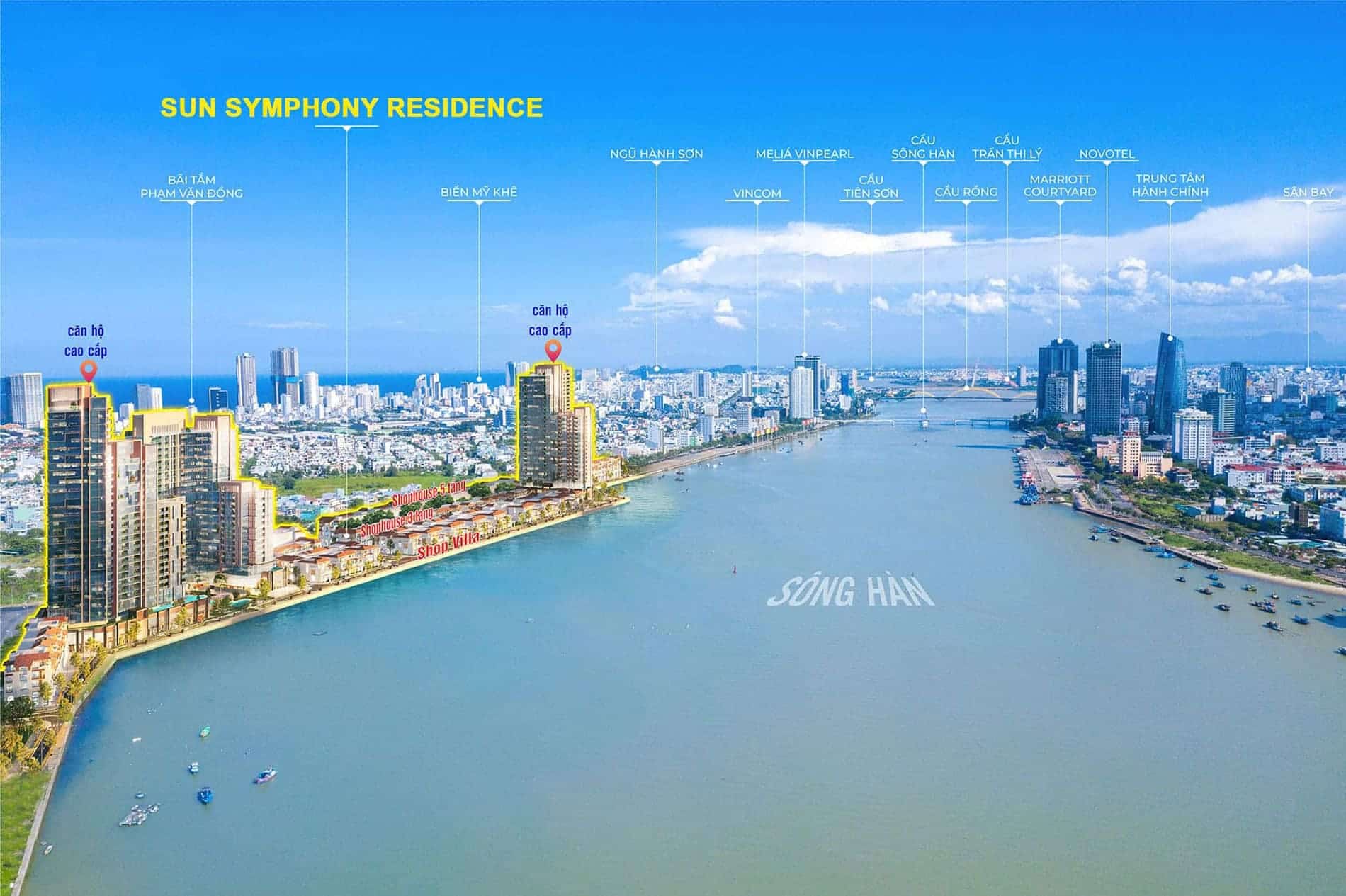 Vị trí Sun Symphony Residence bên bờ sông Hàn