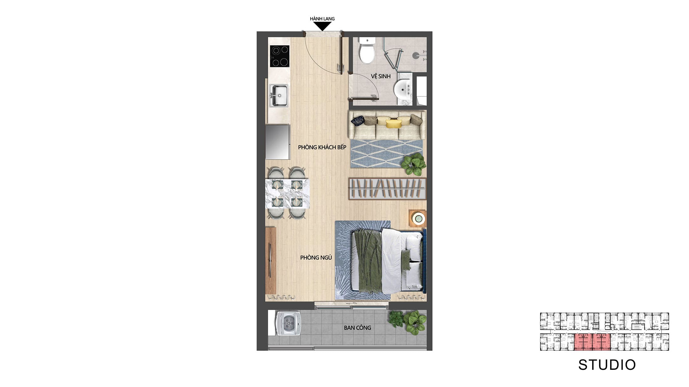 Layout căn hộ Studio The Pathway