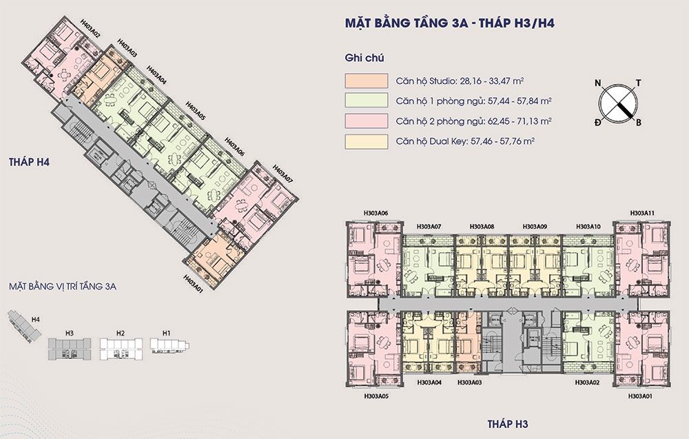 Mặt bằng tầng 4 tháp H3 H4