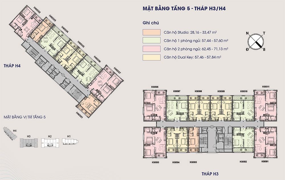 Mặt bằng tầng 5 tháp H3 H4
